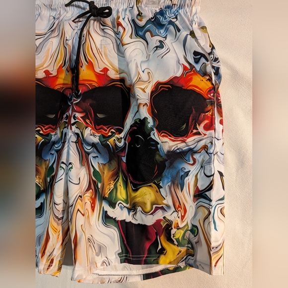 Flaming Clown Board Shorts, Beach Shorts - Picture 2 of 6